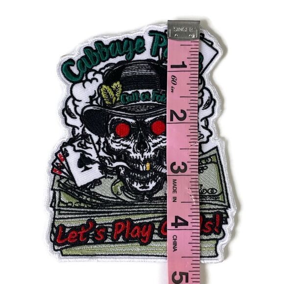 Cabbage Patch Dead Man’s Hand Cards Skull Top Hat Call Fold Embroidered Patch - Picture 2 of 4